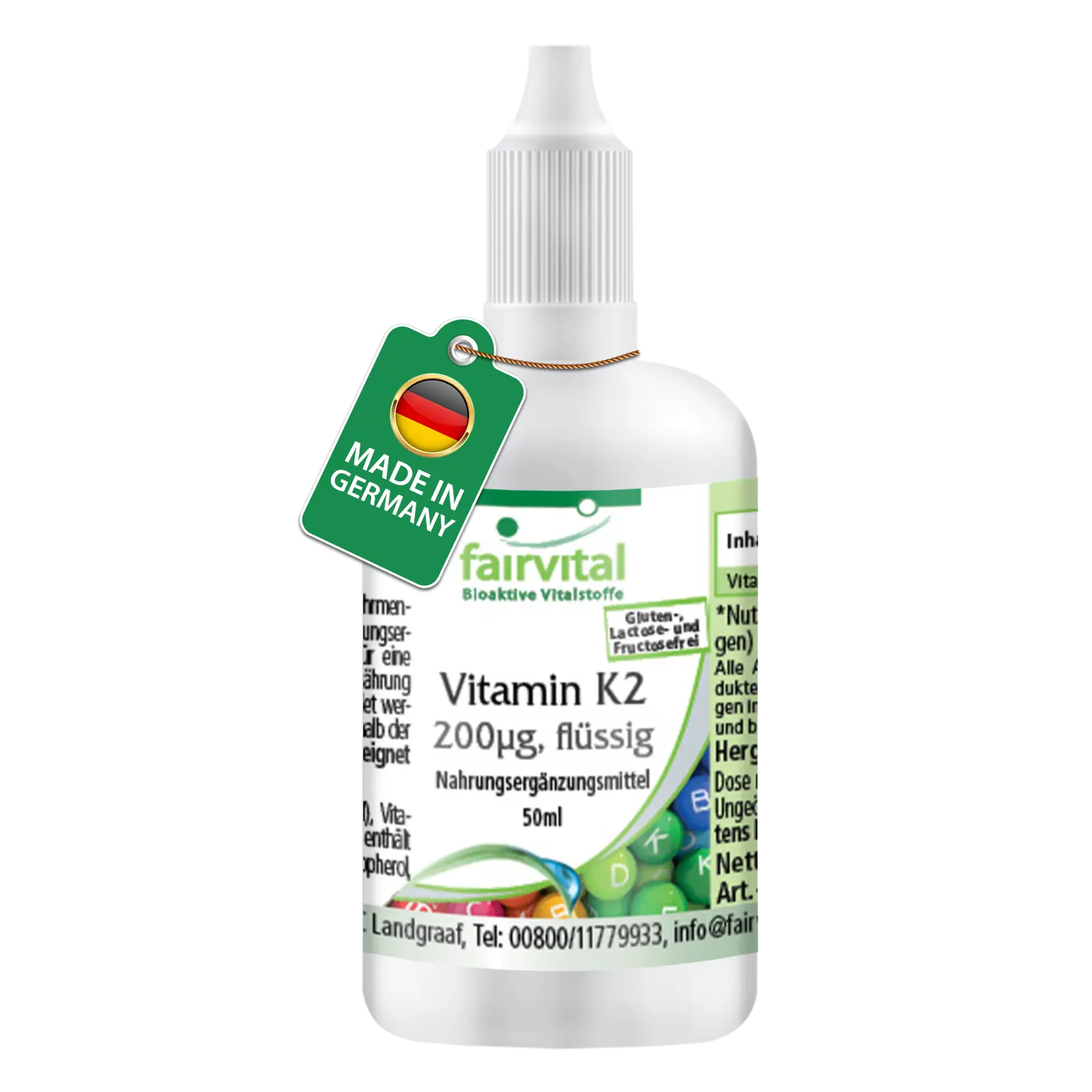Vitamin K2 flüssig 200µg pro 10 Tropfen - 50ml | Fairvital