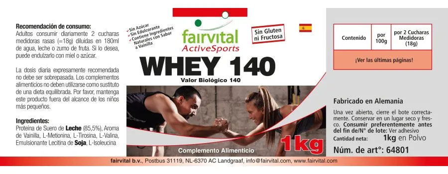 Whey 140 (1kg) Molkenprotein | Fairvital