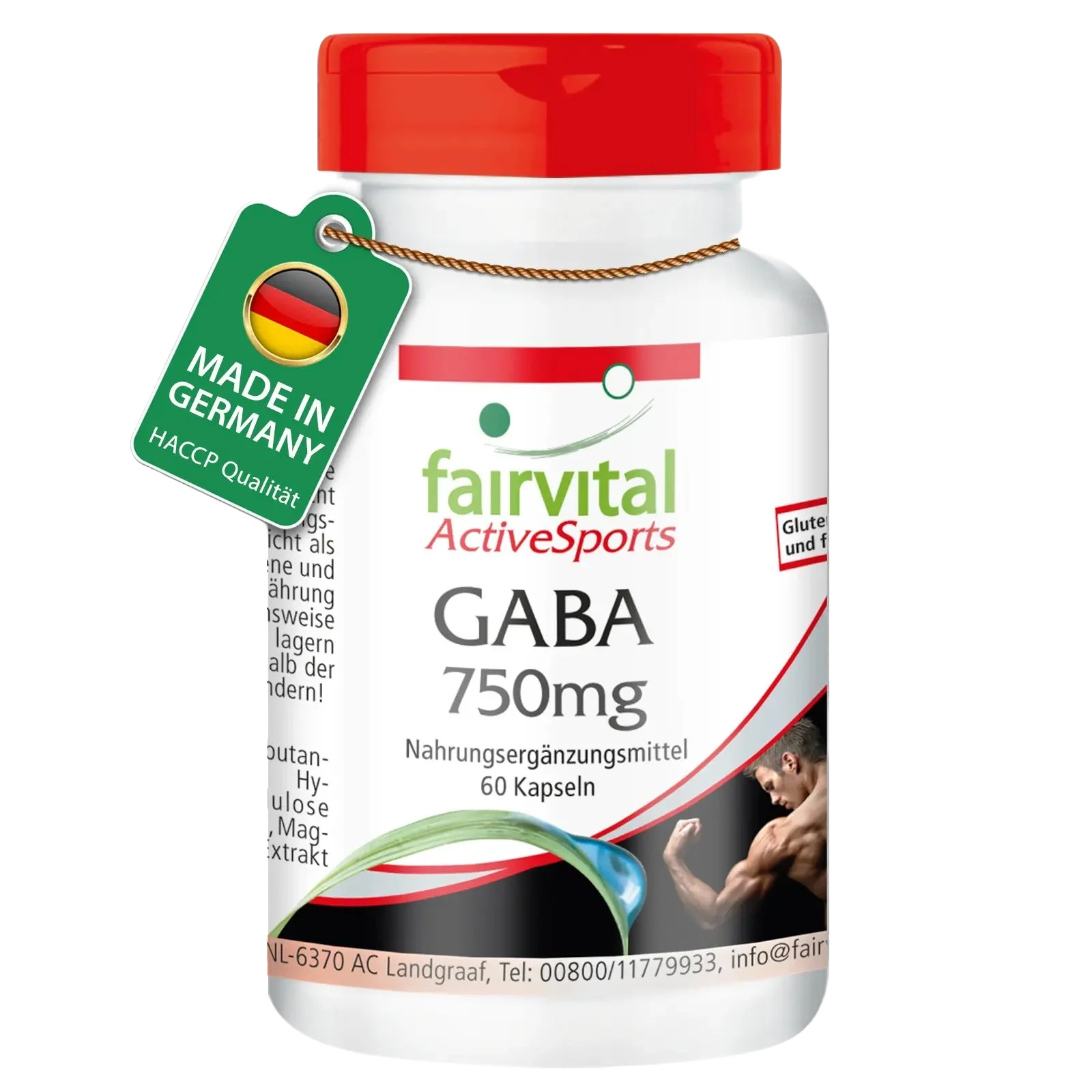 GABA 750mg - 60 Kapseln - Gamma-Aminobuttersäure - Hochdosiert und Vegan | Fairvital