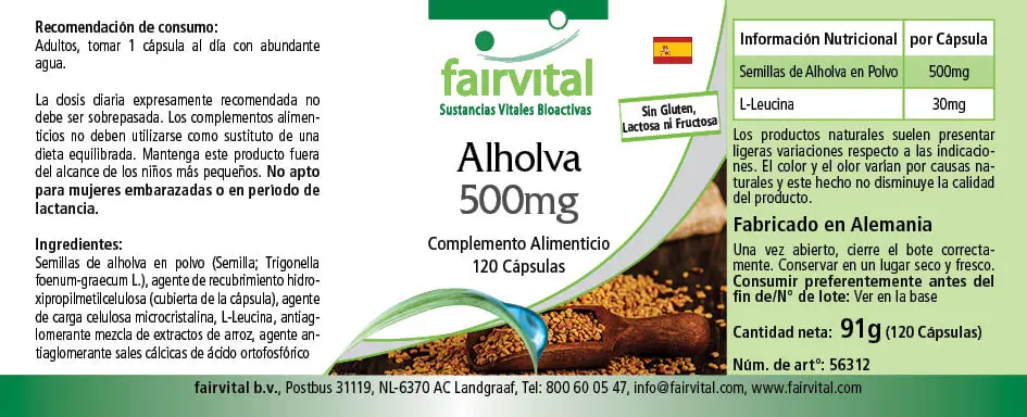 Bockshornklee 500mg - 50% Saponine -  120 Kapseln - Hochdosiert und Vegan | Fairvital