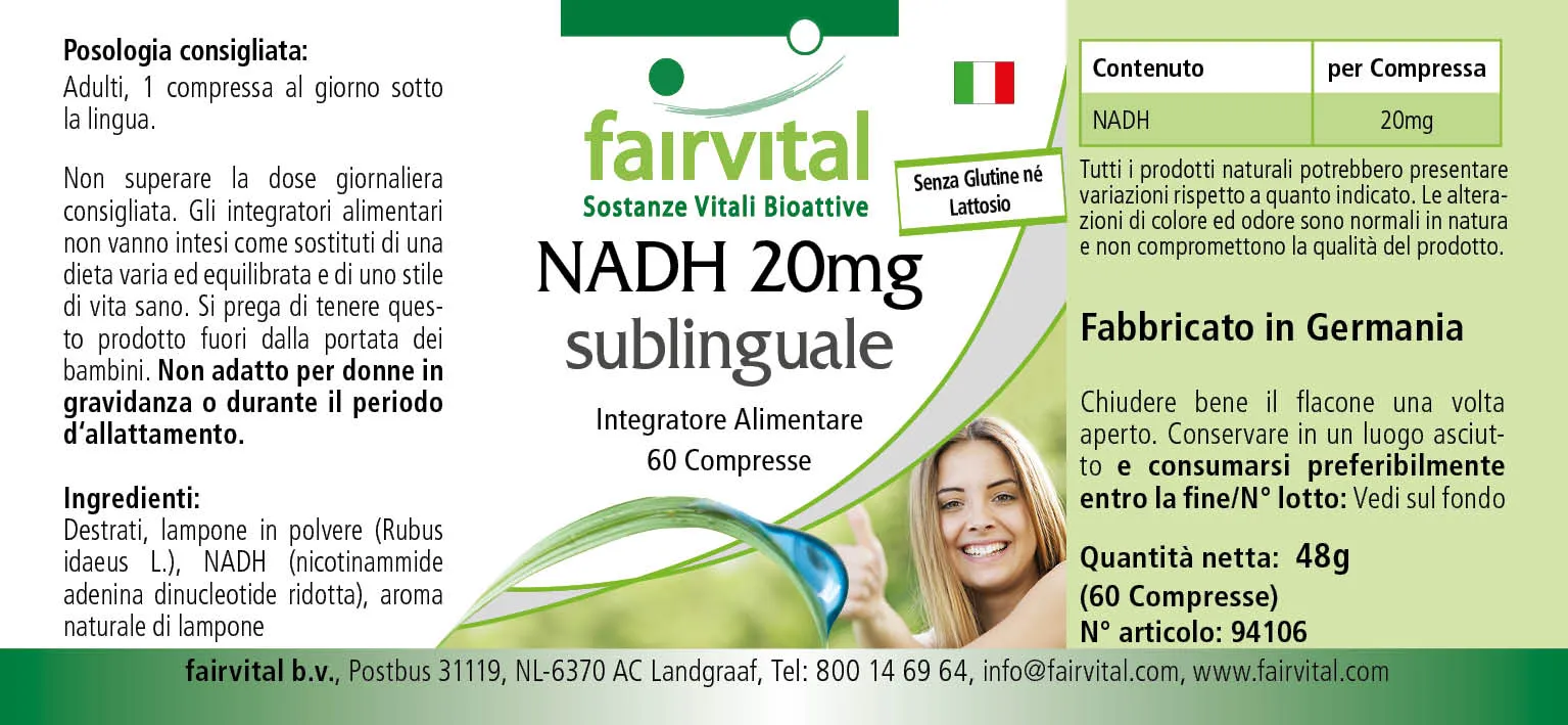 NADH 20mg sublingual-60 Tabletten zum Lutschen-Vegan | Fairvital