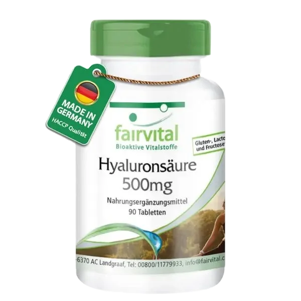 Hyaluronsäure 500mg - 90 Tabletten - mit Zink - für Sehkraft, Immunsystem uvm. - Vegan | Fairvital Hyaluronsäure 500mg - 90 Tabletten - mit Zink - für Sehkraft, Immunsystem uvm. - Vegan | Fairvital