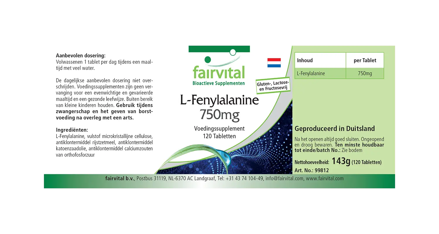 L-Phenylalanin 750mg - 120 Tabletten - Hochdosiert - Vegan - essentielle Aminosäure | Fairvital