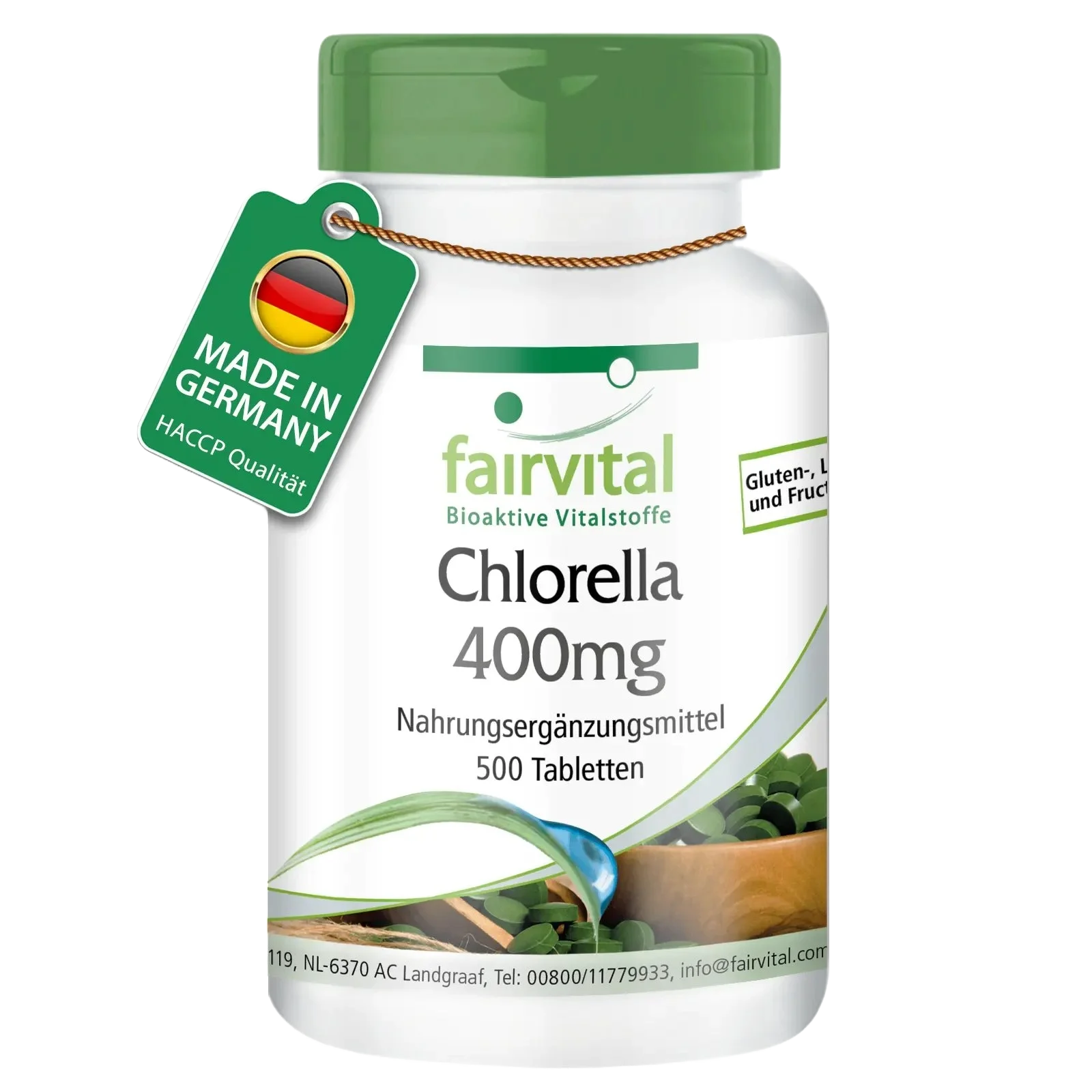 Chlorella 400mg - 500 Tabletten - 100% Chlorella-Algenpulver (Chlorella vulgaris) - Hochdosiert und Vegan | Fairvital Chlorella 400mg - 500 Tabletten - 100% Chlorella-Algenpulver (Chlorella vulgaris) - Hochdosiert und Vegan | Fairvital