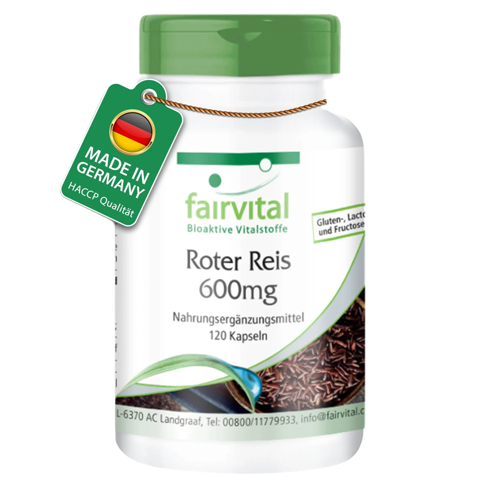 Roter Reis 600mg - 120 Kapseln - fermentiert - 2,95 mg Monacolin K - Vegan | Fairvital Roter Reis 600mg - 120 Kapseln - fermentiert - 2,95 mg Monacolin K - Vegan | Fairvital