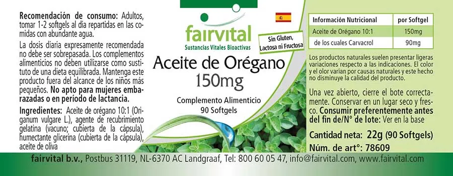 Oregano-Öl 150mg Kapseln - 90 Softgels - Oregano Oil 10:1 Extrakt - Origanum vulgare - Hochdosiert | Fairvital