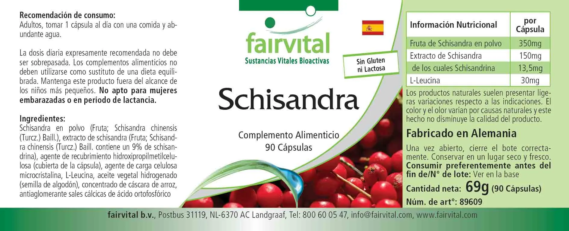 Schisandra -  90 Kapseln - Wu Wei Zi (Schisandra chinensis) - Hochdosiert und Vegan | Fairvital