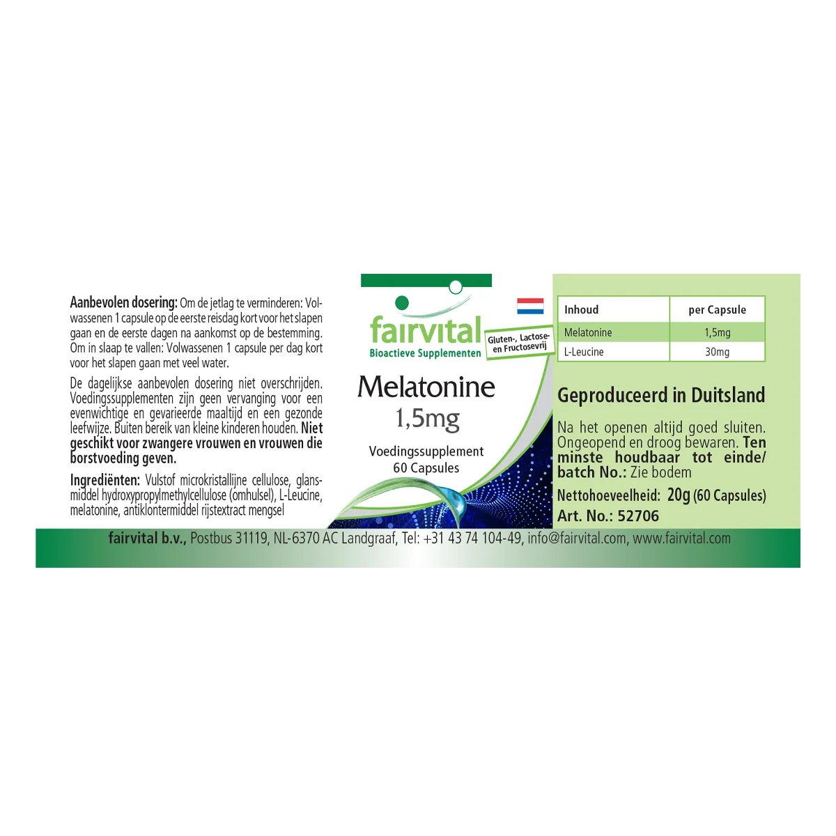 Melatonin 1,5mg - 60 Kapseln - Vegan | Fairvital