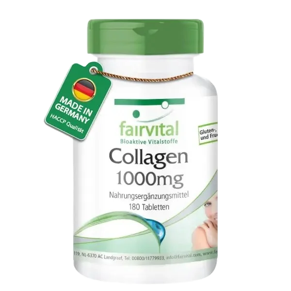 Collagen 1000mg - 180 Tabletten - mit Vitamin C uvm. - für Immunsystem, Kollagenbildung - Hochdosiert | Fairvital