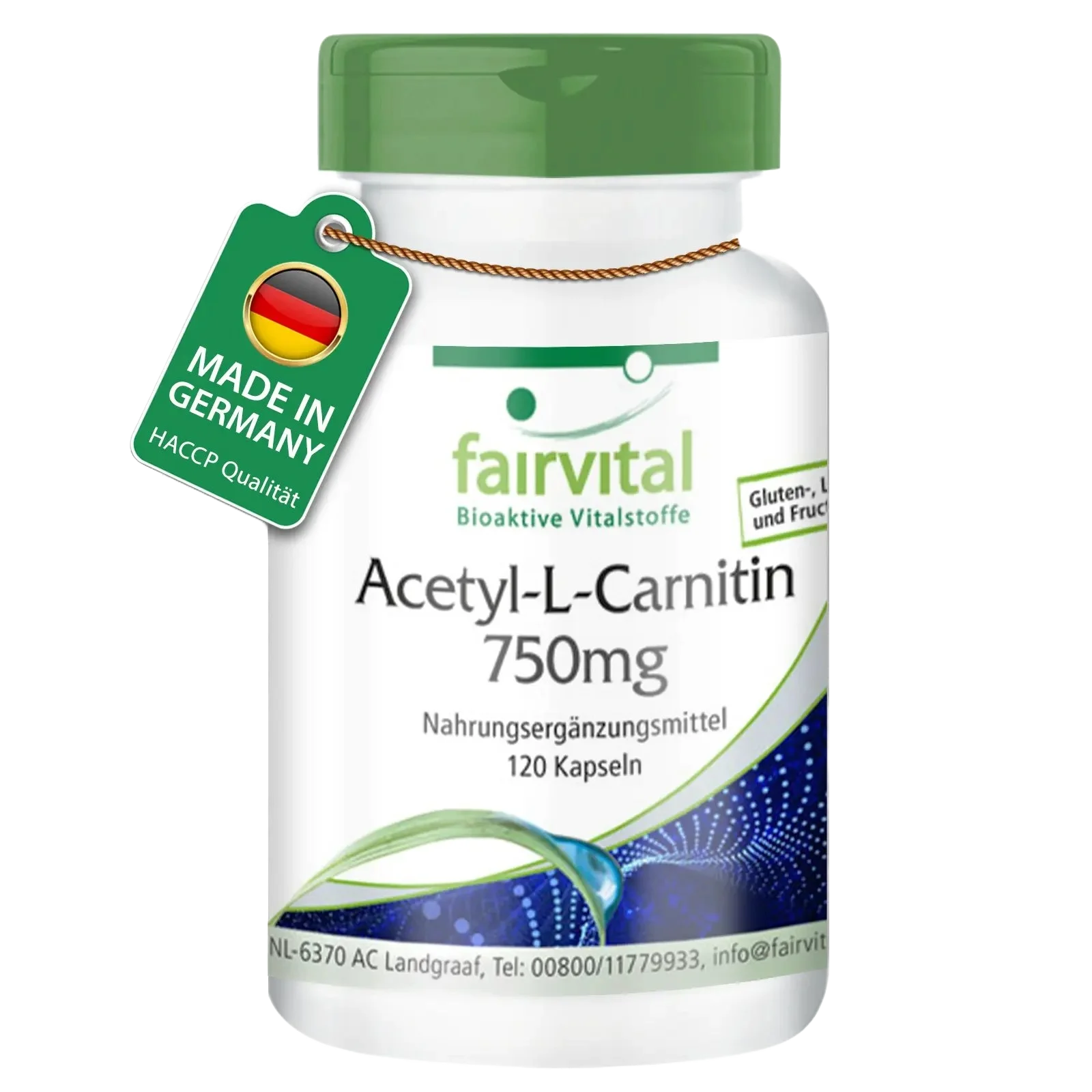 Acetyl-L-Carnitin 750mg - 120 Kapseln - Hochdosiert und Vegan | Fairvital