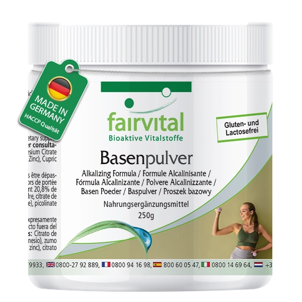 Basenpulver 250g - mit Magnesium, Zink, Calcium, Chrom, Selen uvm. - Vegan | Fairvital
