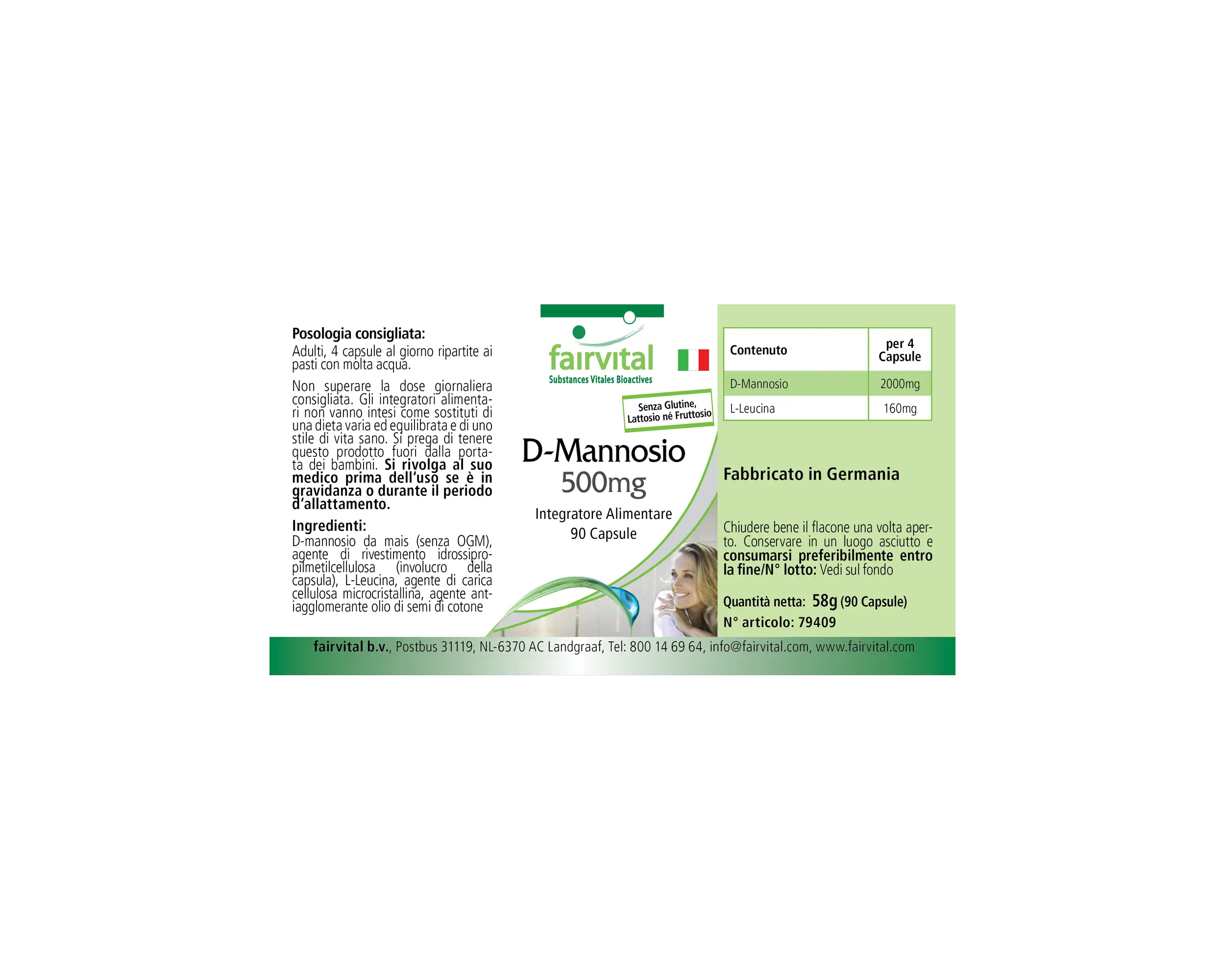 D-Mannose 500mg - 90 Kapseln - natürliches Monosaccharid - Hochdosiert und Vegan | Fairvital