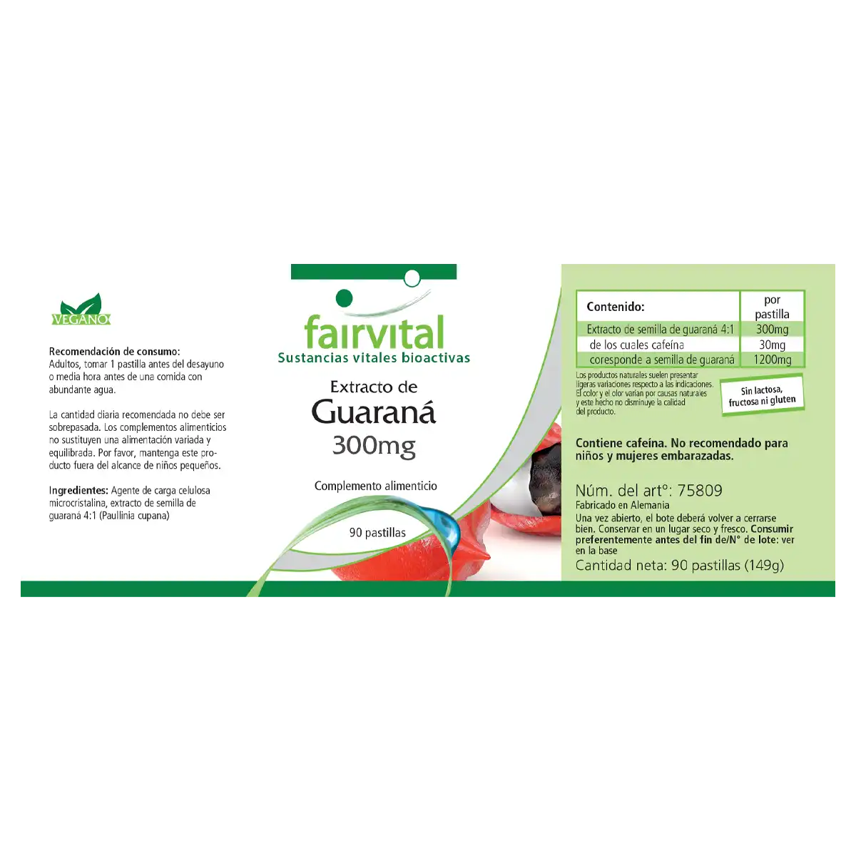 Guarana Extrakt 300mg - Paullinia cupana - 90 Tabletten - Energizer - Hochdosiert und Vegan | Fairvital