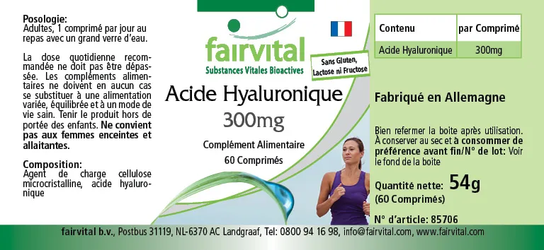 Hyaluronsäure 300mg  - 60 Tabletten - Hochdosiert und Vegan | Fairvital