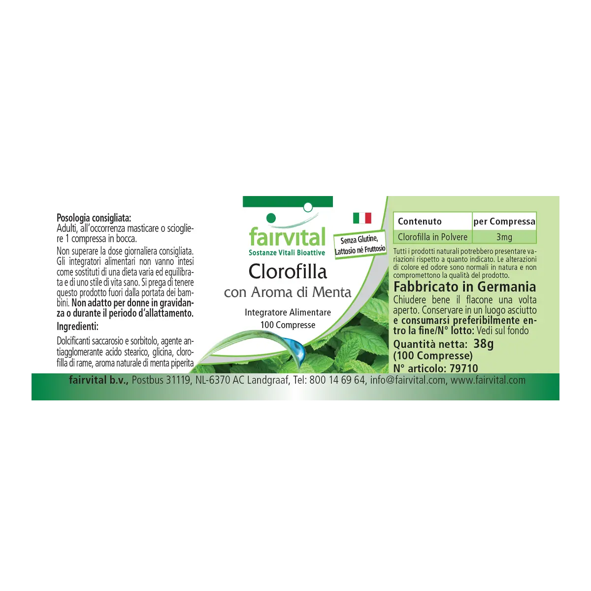 Chlorophyll mit Minzaroma - 100 Kautabletten - Hochdosiert und Vegan | Fairvital