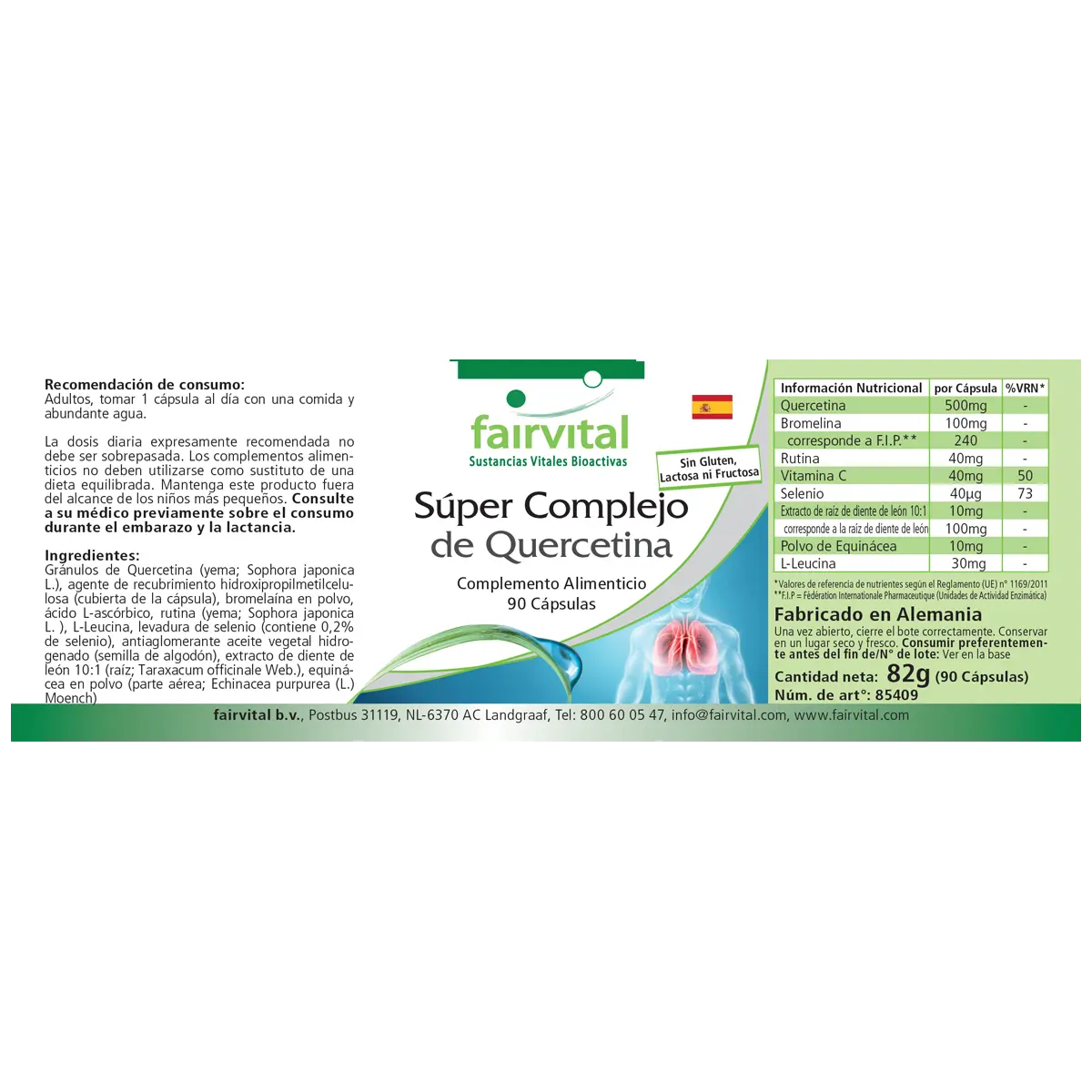 Super Quercetin Komplex - 90 Kapseln - mit Selen, Vitamin C uvm. - für Immunsystem, Schilddrüse uvm. | Fairvital