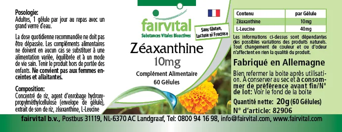 Zeaxanthin 10mg - 60 Kapseln - Hochdosiert und Vegan | Fairvital