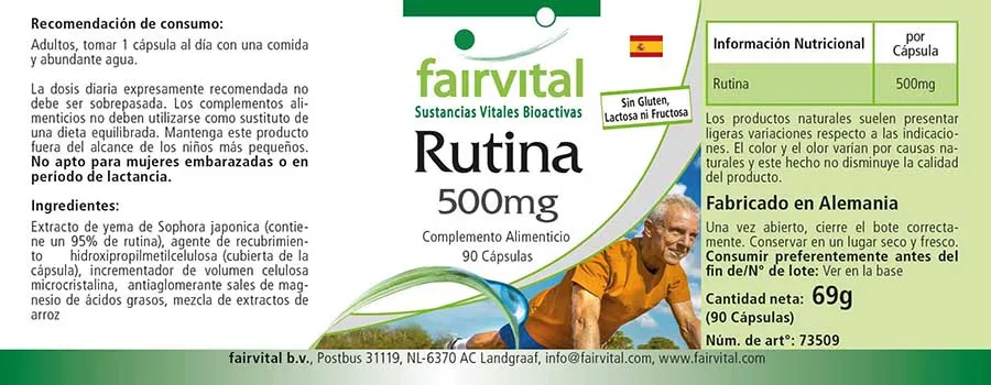 Rutin 500mg - 90 Kapseln - Sophora japonica - Hochdosiert und Vegan | Fairvital