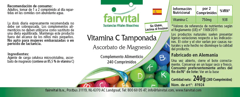 Gepuffertes Vitamin C als Magnesiumascorbat - 240 Tabletten - für Immunsystem, Kollagenbildung uvm. | Fairvital