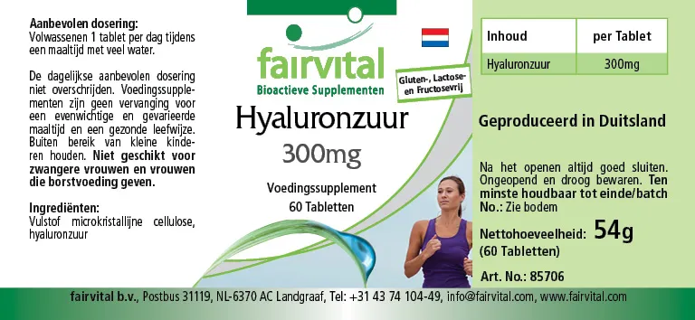 Hyaluronsäure 300mg  - 60 Tabletten - Hochdosiert und Vegan | Fairvital