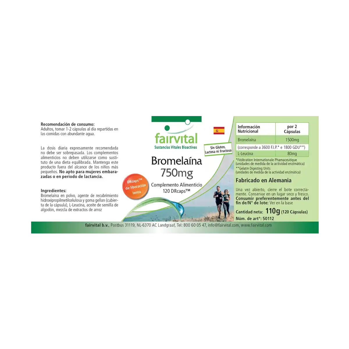 Bromelain 750mg - 120 DRCaps™ - Ananasenzym - Hochdosiert und Vegan | Fairvital