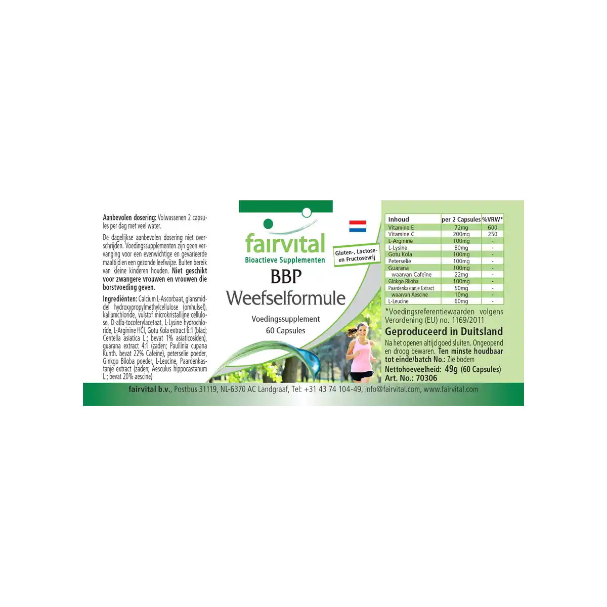 BBP Gewebe Formel - 60 Kapseln - mit Vitamin E, Vitamin C - für Immunsystem, Kollagen uvm. - Vegan | Fairvital