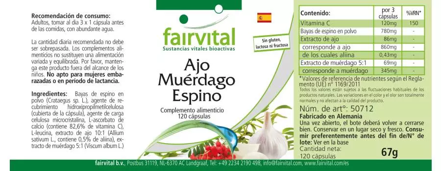 Knoblauch Mistel Weißdorn - 120 Kapseln - mit Vitamin C - für Immunsystem uvm. - Vegan | Fairvital