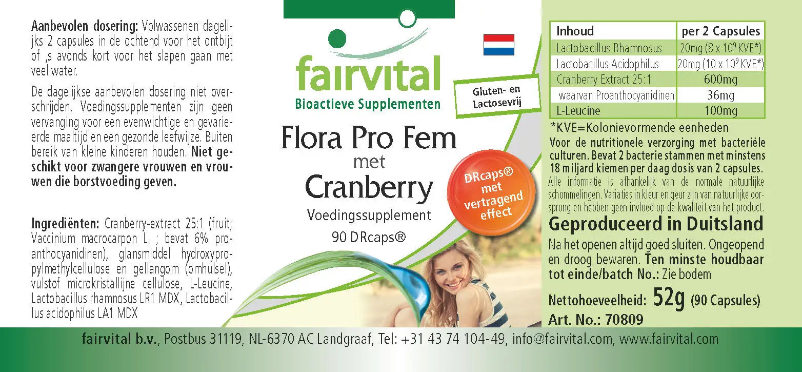 Flora Pro Fem mit Cranberry - 90 DRCaps™ - Lactobacillus rhamnosus Kapseln - acidophilus | Fairvital