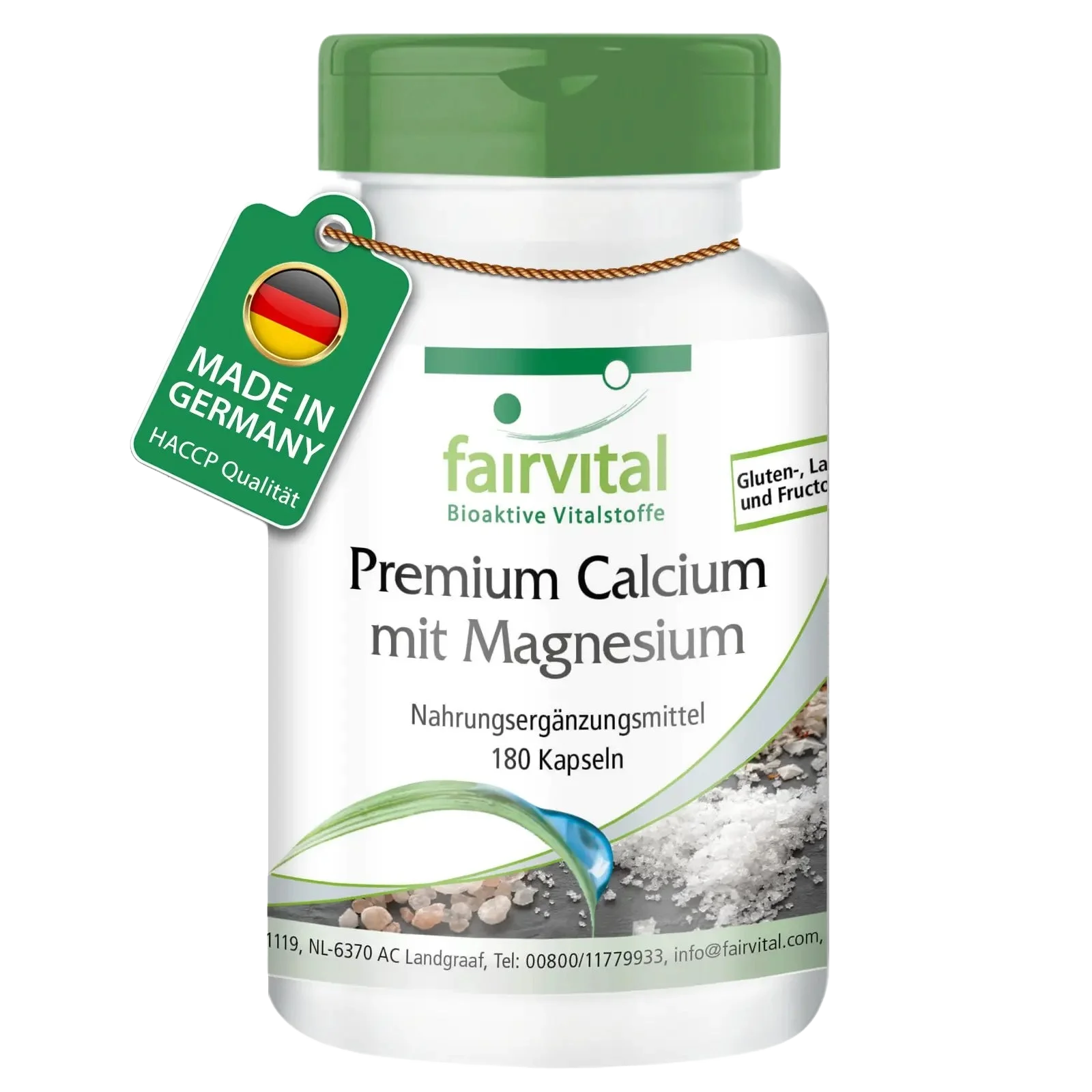 Premium-Calcium mit Magnesium - 180 Kapseln - für Knochen, Muskeln, Elektrolytgleichgewicht uvm. | Fairvital