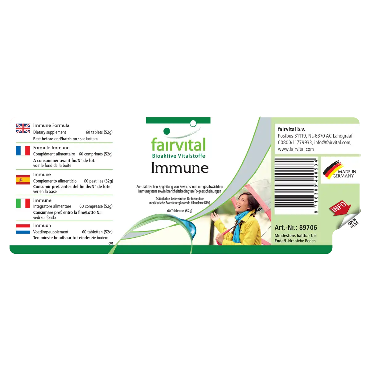 Immune - 60 Tabletten - mit Vitamin B12, Vitamin C, Zink, Kupfer uvm. - für Immunsystem, gegen Erschöpfung | Fairvital