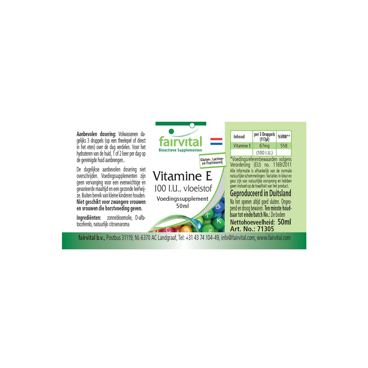 Vitamin E-Öl  100 I.E. - 50ml - für Zellschutz - Vegan | Fairvital