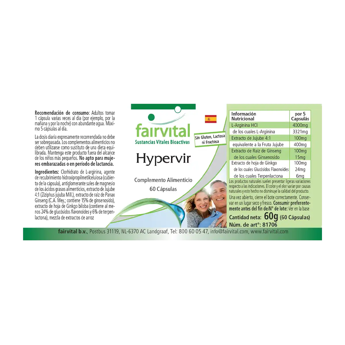 Hypervir - 60 Kapseln - mit Gingko & Ginseng - Hochdosiert und Vegan | Fairvital