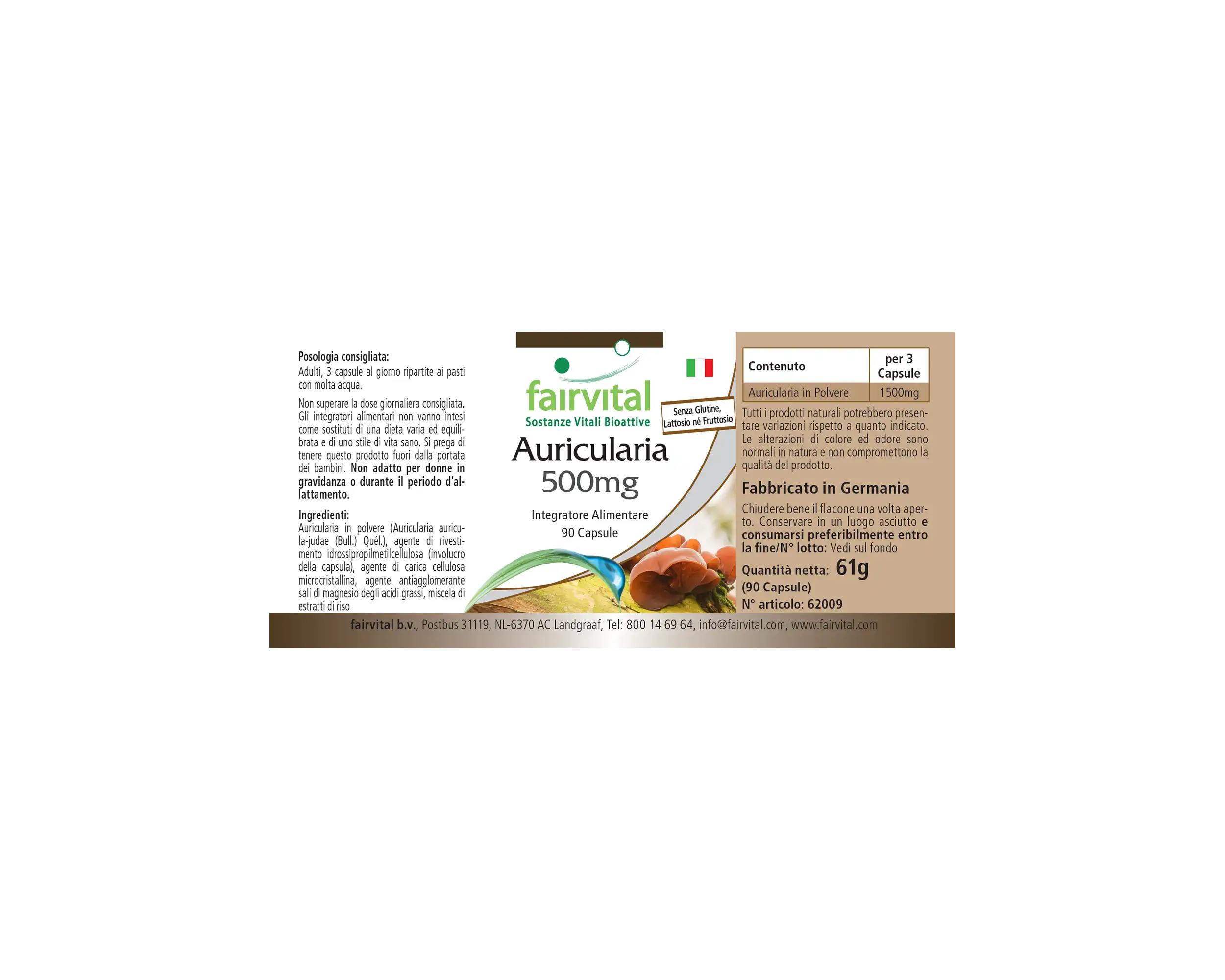 Auricularia 500mg - 90 Kapseln - Hochdosiert und vegan | Fairvital