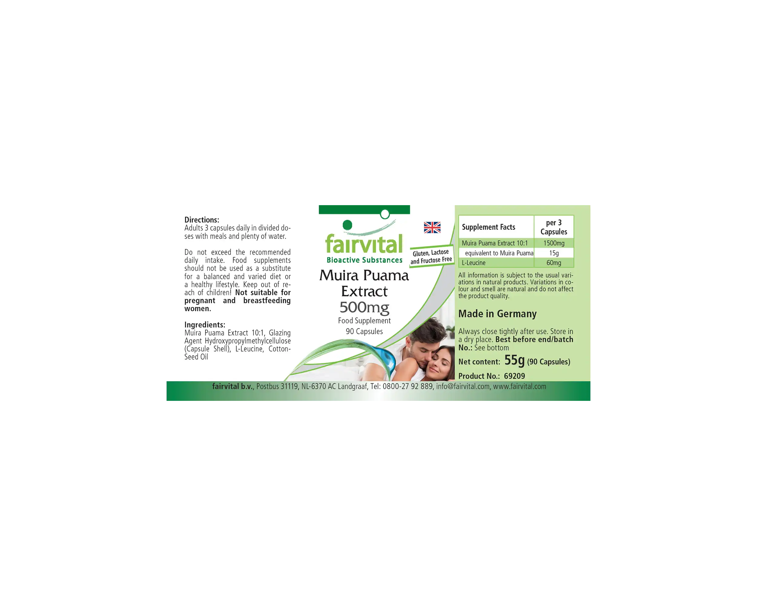 Muira Puama - 90 Kapseln - Potenzholz 10:1 Extrakt - Hochdosiert und Vegan | Fairvital