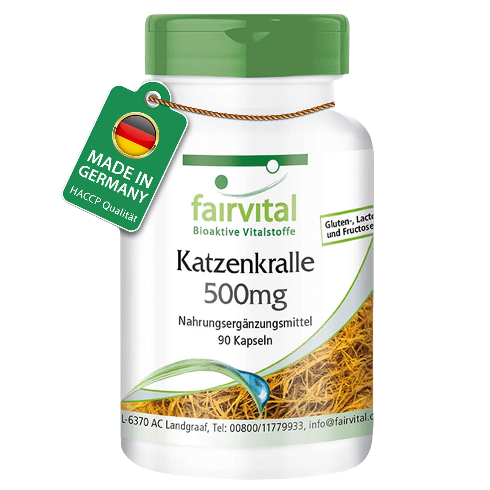 Katzenkralle 500mg - 90 Kapseln - Cat's Claw 500mg - Uña de Gato (Uncaria tomentosa) - Hochdosiert und Vegan | Fairvital