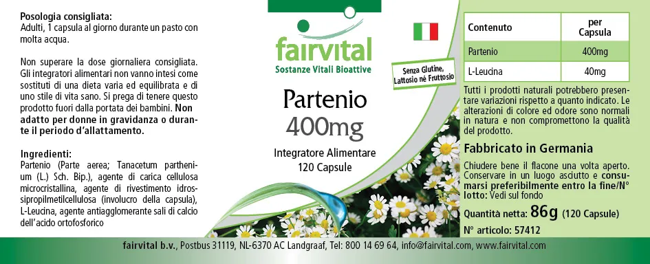 Mutterkraut 400mg - 120 Kapseln - Tanacetum parthenium - Feverfew - Vegan | Fairvital