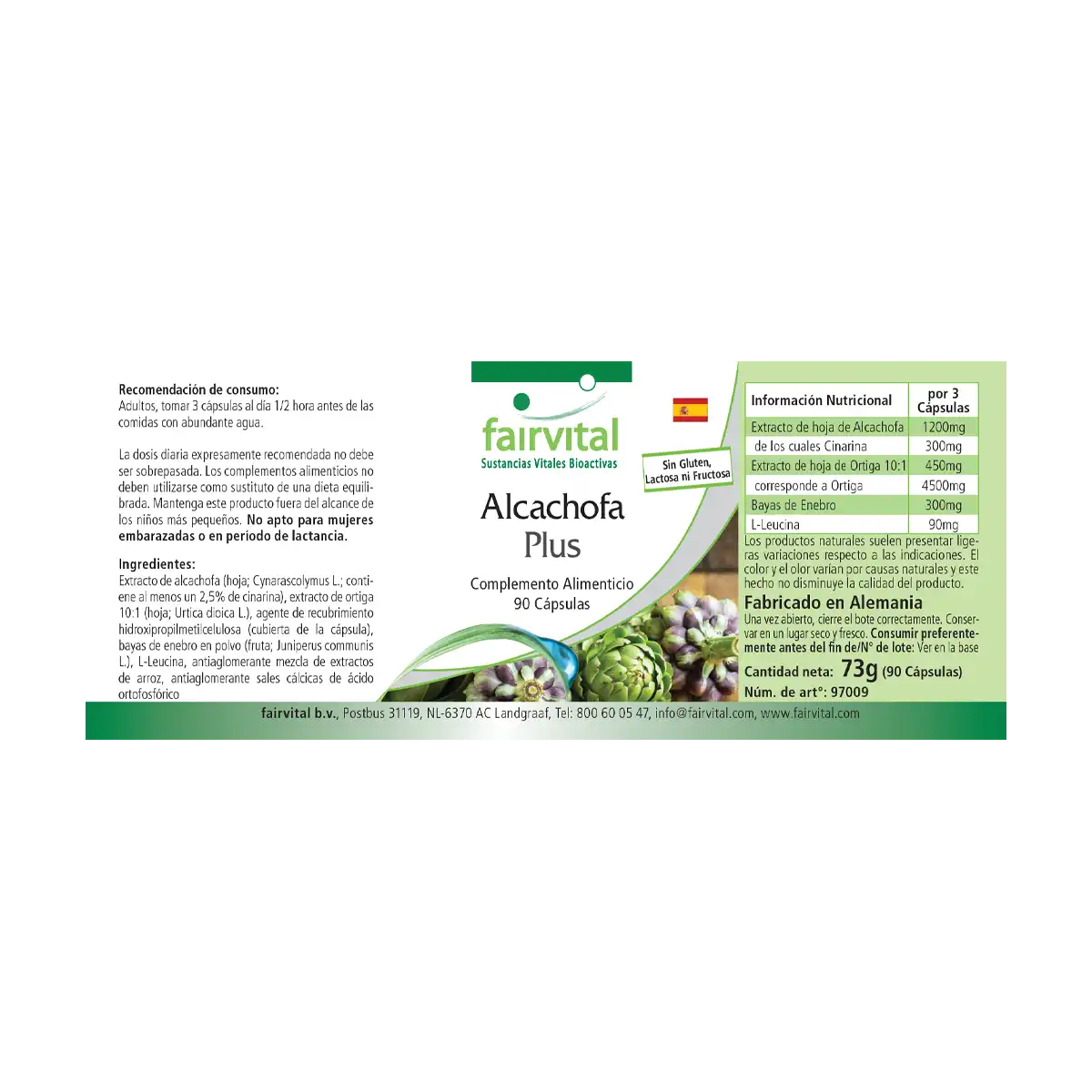 Artischocke Plus - mit Artischocke, Brennnessel und Wacholder - 90 Kapseln - Vegan | Fairvital