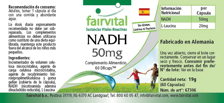 NADH 50mg - 60  DRCaps™ - Coenzym 1 - Hochdosiert und Vegan | Fairvital