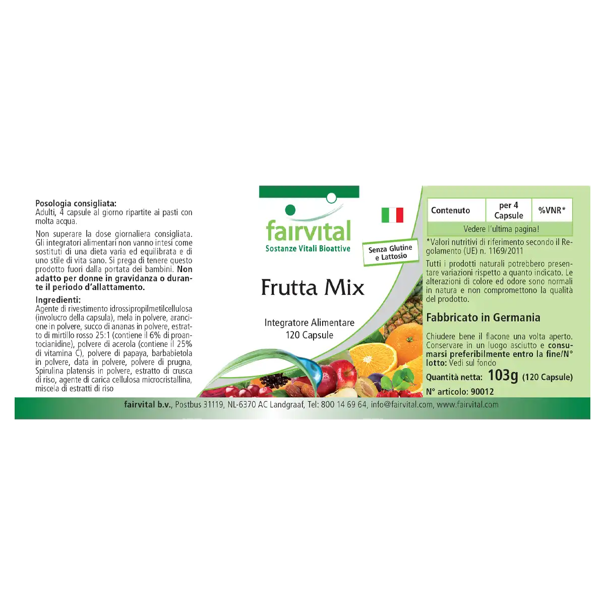 Früchte Mix - 120 Kapseln - mit Cranberry-Extrakt, Acerola, Spirulina uvm. - Hochdosiert und Vegan | Fairvital