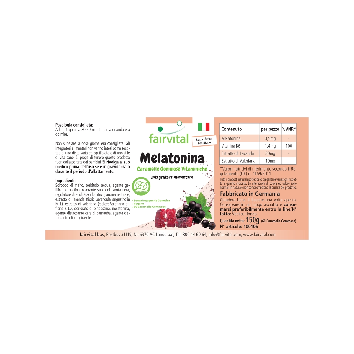 Melatonin 60 Gummies - zuckerfrei - Vegan | Fairvital