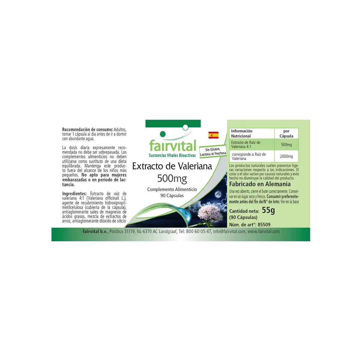 Baldrian Extrakt 500mg - Valeriana Officinalis - 90 Kapseln - Hochdosiert und Vegan | Fairvital