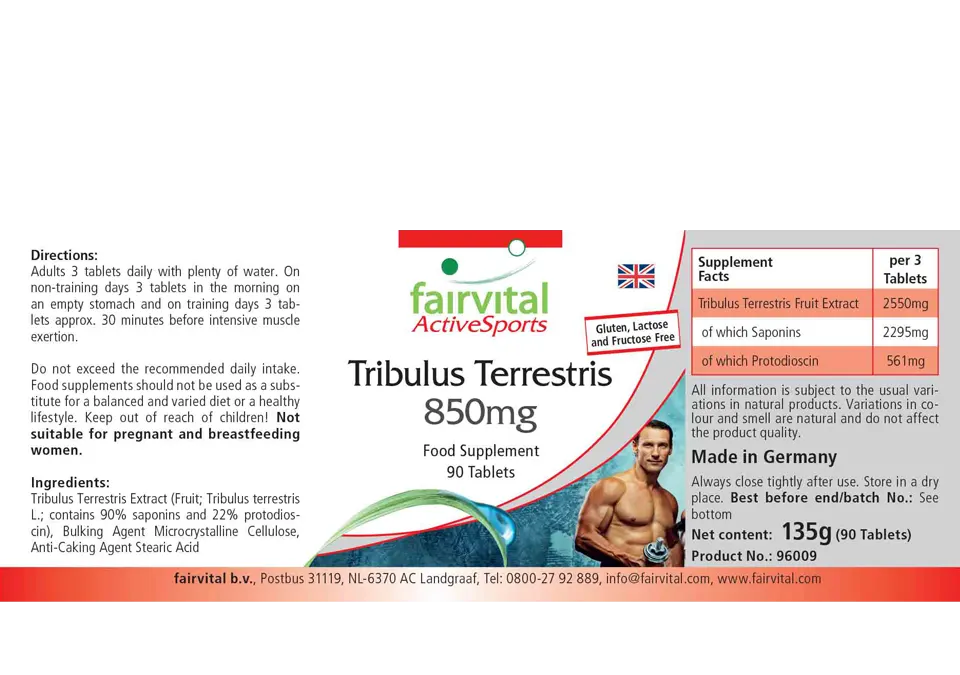 Tribulus Terrestris Extrakt 850mg - 90 Tabletten- HOCHDOSIERT & VEGAN | Fairvital