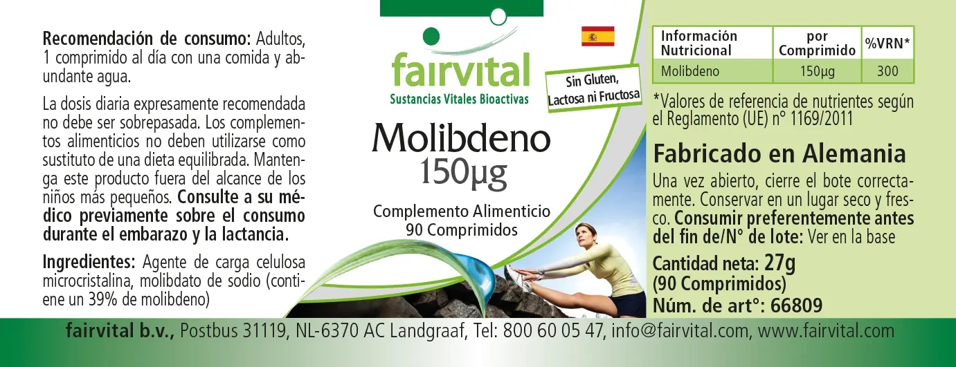 Molybdän 150µg  - 90 Tabletten - essentielles Spurenelement - Hochdosiert und Vegan | Fairvital