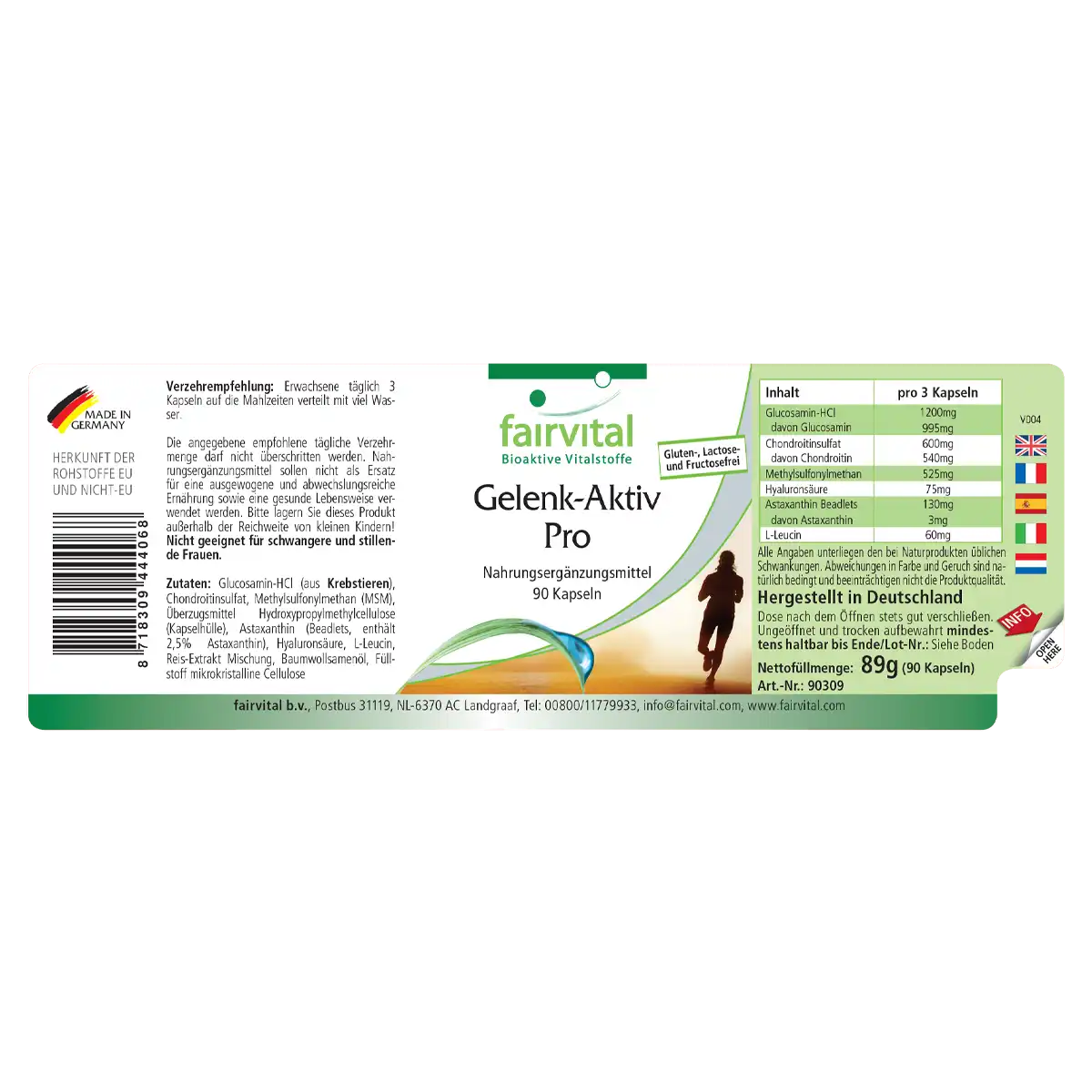 Gelenk-Aktiv Pro - 90 Kapseln - mit Chondrotinsulfat, MSM, Hyaluronsäure, Astaxanthin - Hochdosiert | Fairvital Gelenk-Aktiv Pro - 90 Kapseln - mit Chondrotinsulfat, MSM, Hyaluronsäure, Astaxanthin - Hochdosiert | Fairvital