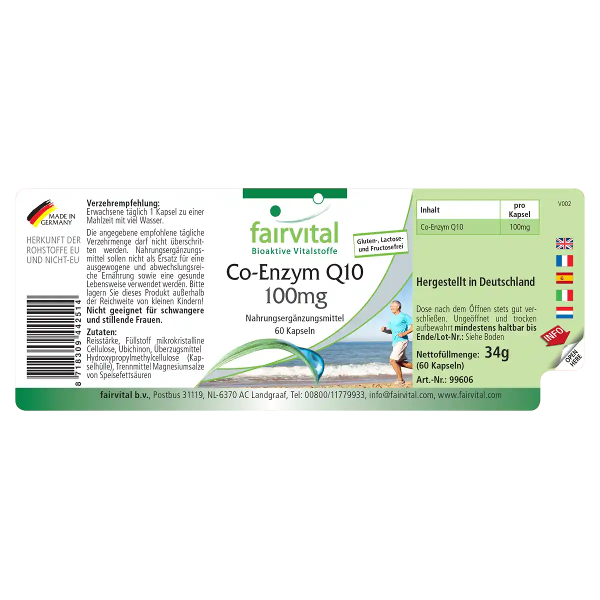 Co-Enzym Q10 100mg - 60 Kapseln - CoQ10 Ubiquinon Kapseln - Hochdosiert und Vegan | Fairvital Co-Enzym Q10 100mg - 60 Kapseln - CoQ10 Ubiquinon Kapseln - Hochdosiert und Vegan | Fairvital