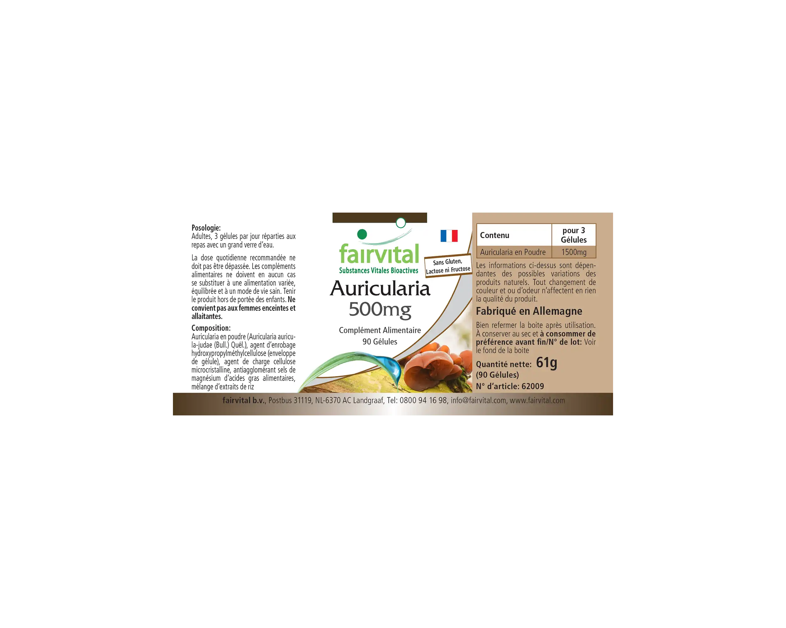 Auricularia 500mg - 90 Kapseln - Hochdosiert und vegan | Fairvital