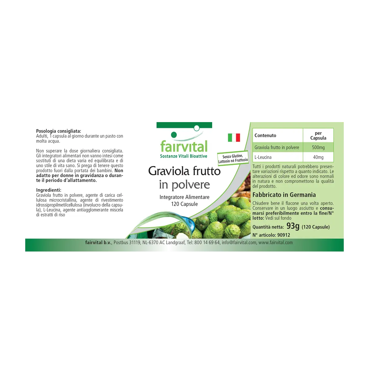 Graviola Frucht 500mg - 120 Kapseln - Hochdosiert und Vegan | Fairvital