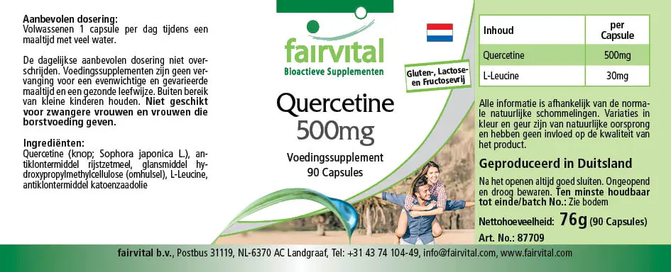 Quercetin 500mg - 90 Kapseln - Antioxidans - Hochdosiert und Vegan | Fairvital