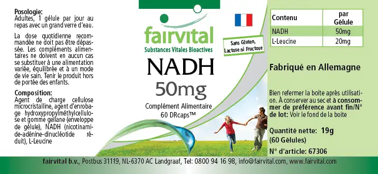 NADH 50mg - 60  DRCaps™ - Coenzym 1 - Hochdosiert und Vegan | Fairvital