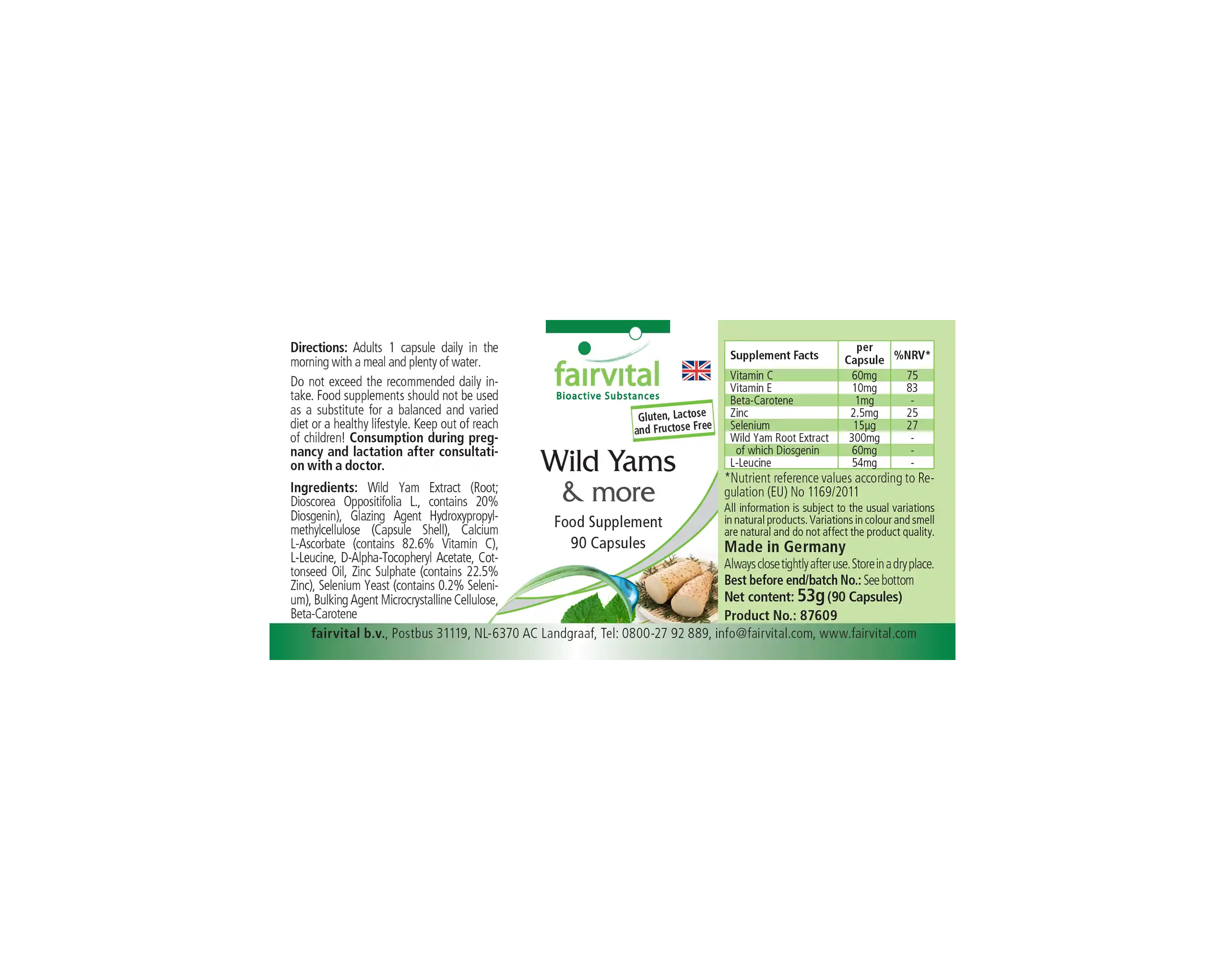 Wild Yams Plus - mit Zink, Vitamin C, Selen uvm. - für Immunsystem, Zellschutz uvm. - Vegan | Fairvital